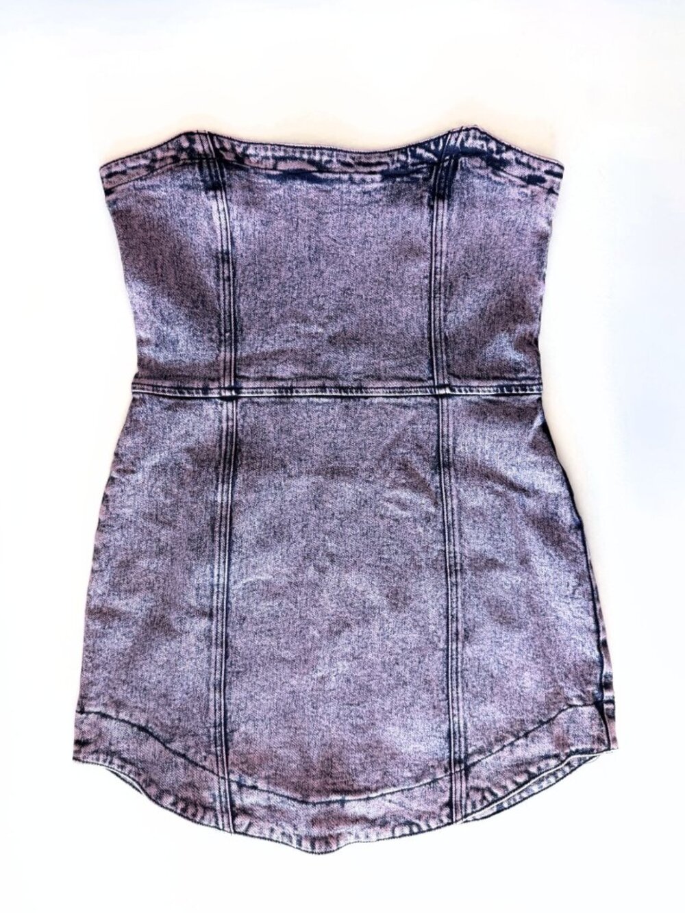 Amanda Uprichard Joss Dress Pink Acid Denim Mini NWT Strapless - Picture 2 of 9